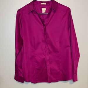 Chico's Vibrant Purple No Iron Blouse